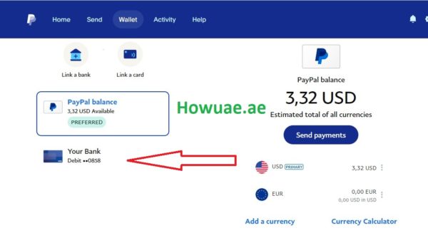 linking paypal uae with bank