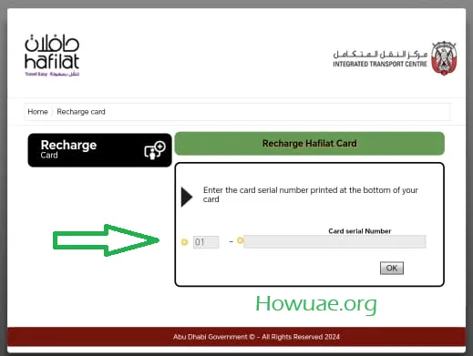 hafilat card balance check Step 3 Enter Your Card Number